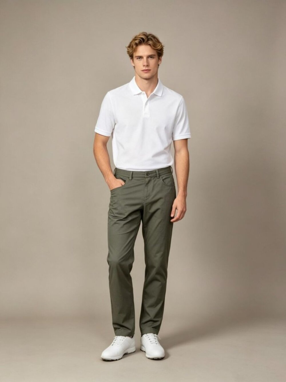 NWOT Redvanly Mens Pull-On Chino Olive Pants Stretch Size XXL 38"x32"